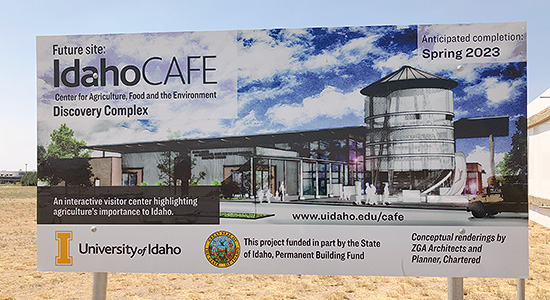 Idaho Center for Agriculture, Food & the Environment (CAFE) Discovery Center Sign at Crossroads Point