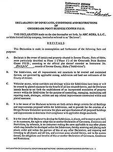 Declaration of Covenants, Conditions and Restrictions for Crossroads Point Business Center