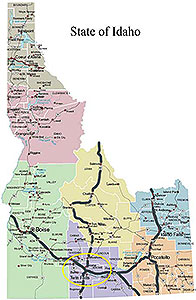 Map of Idaho Spotlighting Crossroads Point Business Center Location