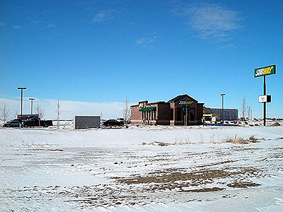 Subway at Crossroads Point Business Center in Winter